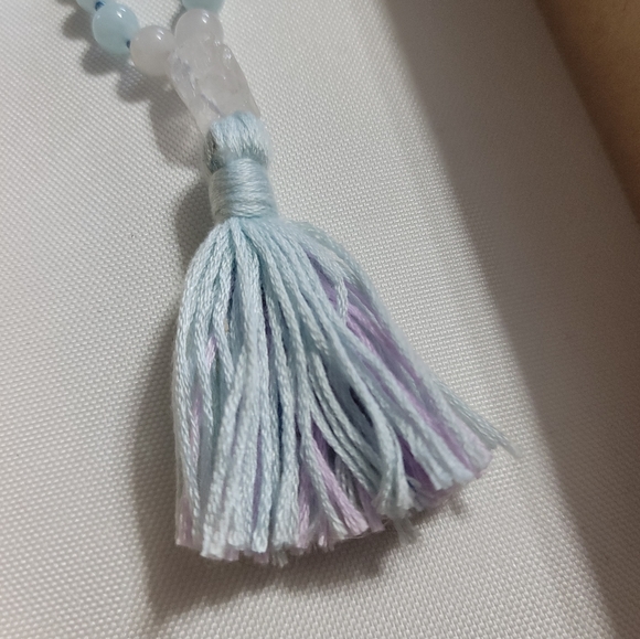 Aquamarine, Amazonite & Quartz Prayer Mala Beads, 24" - Picture 7 of 12